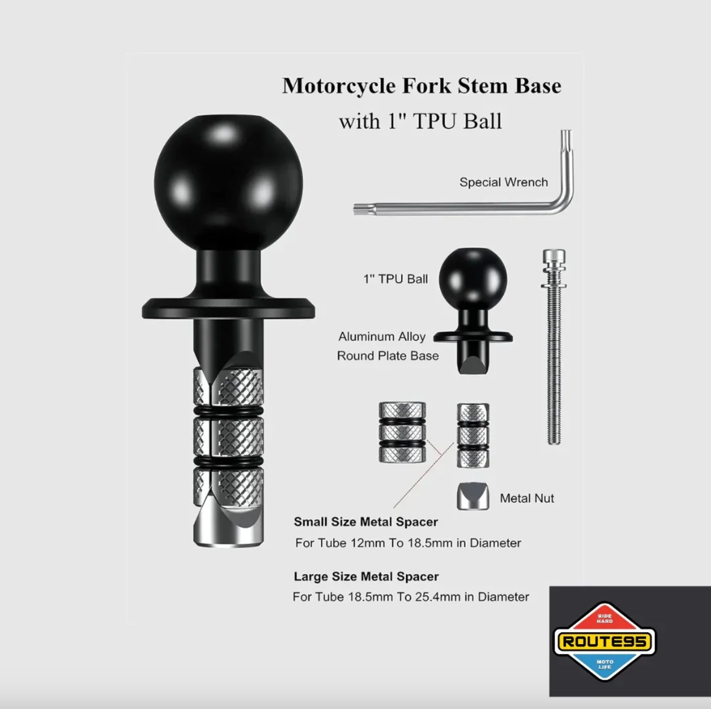 Route 95 Fork Stem Mount with 1 ‘ B size Ball