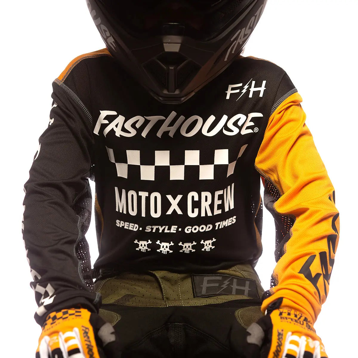 Fasthouse Grindhouse Alpha Youth Jersey – Black/Amber Size YMD